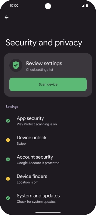 Press Device unlock.
