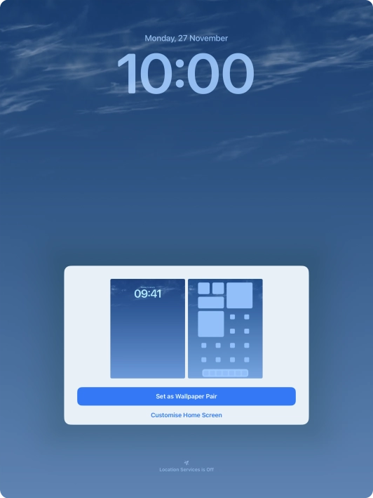 To use the same colour theme on the home screen, press Set as Wallpaper Pair.