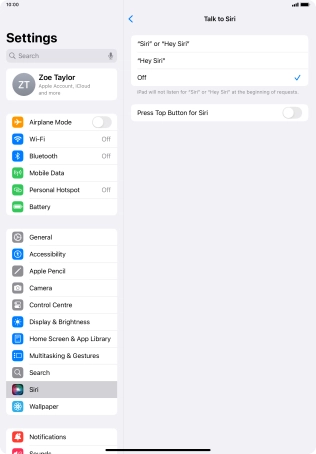 Press the indicator next to 