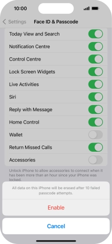 If you turn on the function, press Enable. If you turn on the function, press Enable.