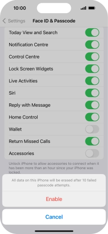If you turn on the function, press Enable.