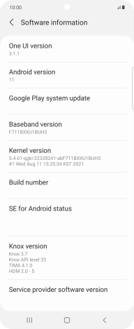 Your phone's software version is displayed below Android version.