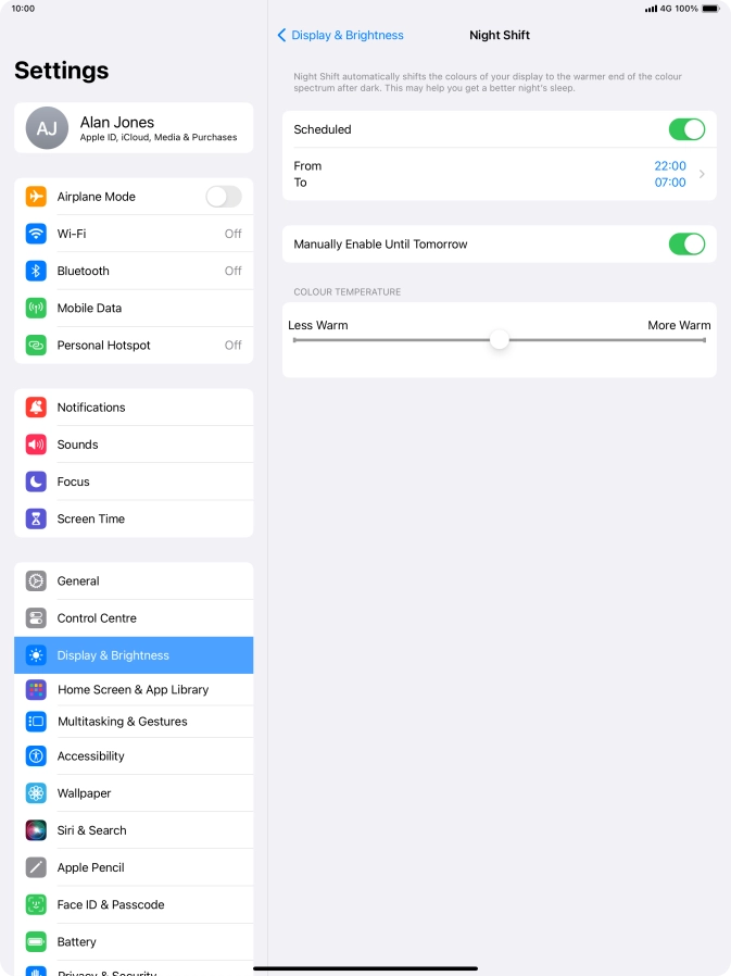 Press and drag the indicator below 