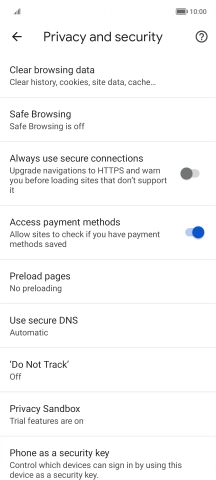 Press Clear browsing data.