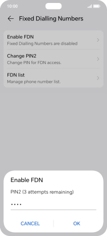 Key in your PIN2 and press OK. The default PIN2 is 1111.