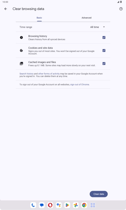 Press the fields next to the required data types.