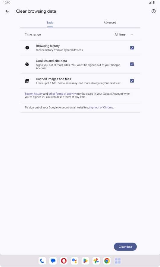 Press the fields next to the required data types.