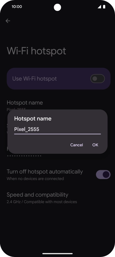 Key in the required Wi-Fi hotspot name and press OK.
