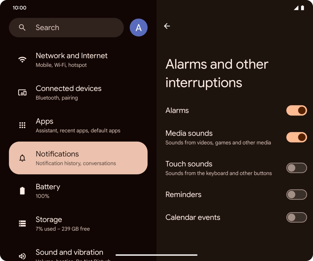 Press the required settings to turn sound and vibration for the selected functions on or off. Press the required settings to turn sound and vibration for the selected functions on or off.