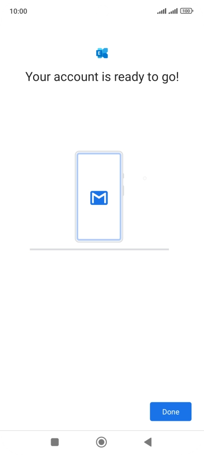 If this screen is displayed, your email account has been recognised and is being set up automatically. Follow the instructions on the screen to key in more information and finish setting up your phone.