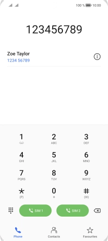 Key in the required number and press the call icon next to the required SIM.