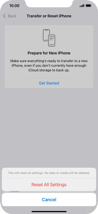 Press Reset All Settings.