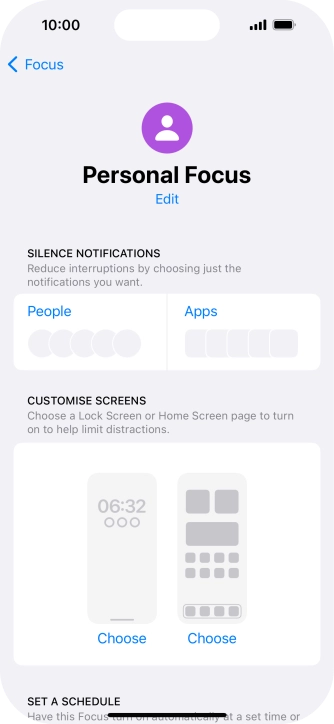 Press People and follow the instructions on the screen to select which contacts you would like to receive calls and notifications from when the selected focus mode is active.