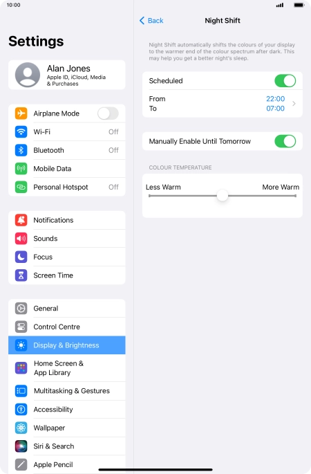 Press and drag the indicator below 