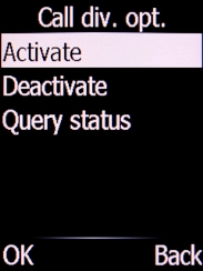 Select Activate and press the Left selection key.
