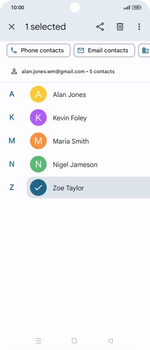 Press the required contact.