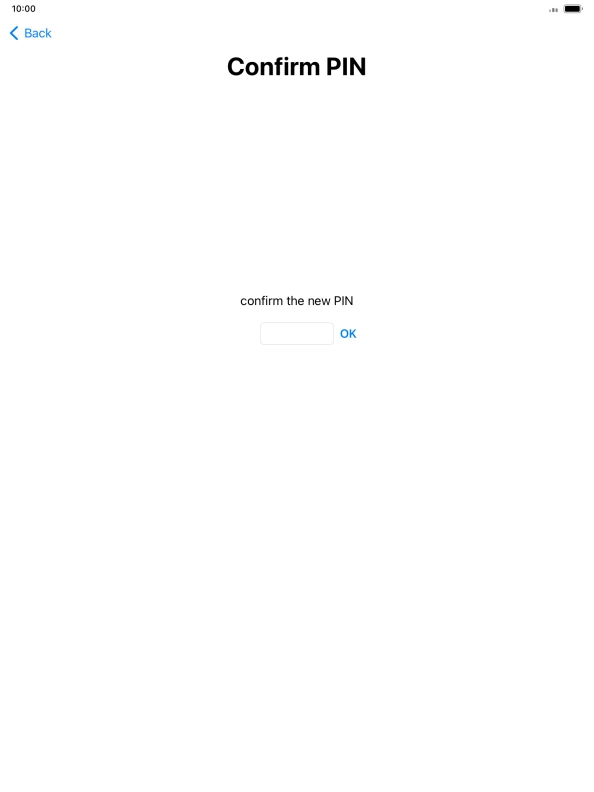 Key in the PUK and press OK.