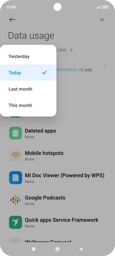 Press the required setting.