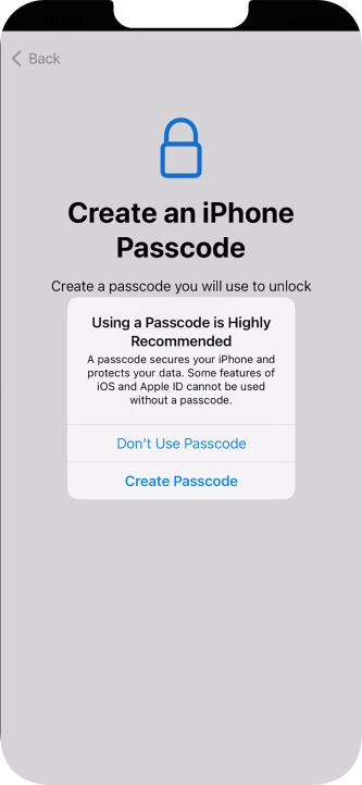 If you turn off the function, press Don't Use Passcode.