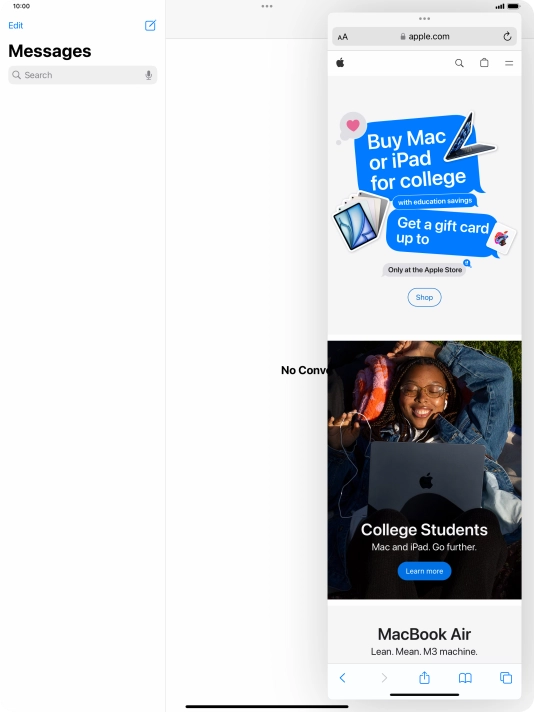 The application now displays on top of the other open application.
