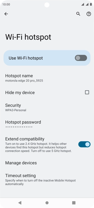 Press Hotspot password.