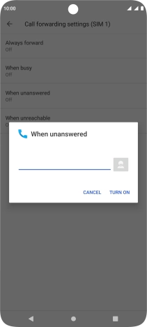 Key in +447836121121 and press TURN ON.