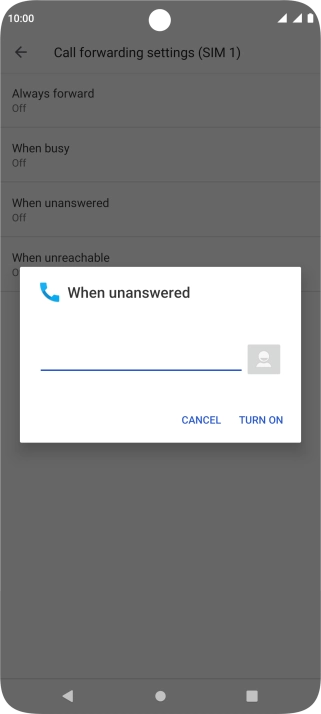 Key in +447836121121 and press TURN ON.