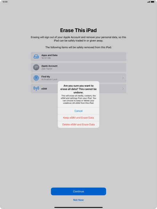 Press the required setting.