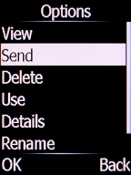 Select Send and press the Left selection key.