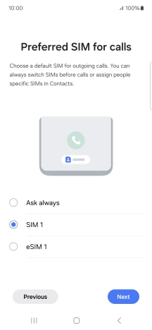 Press the required setting.