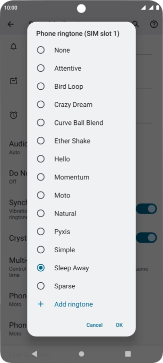Once you've found a ring tone you like, press OK.