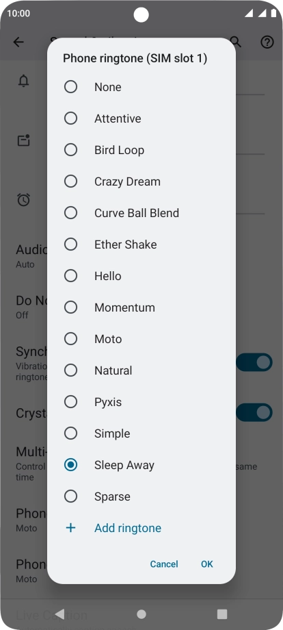 Once you've found a ring tone you like, press OK.