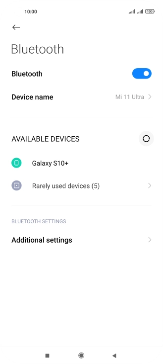 Press the required Bluetooth device and follow the instructions on the screen to pair the device with your phone.