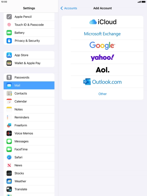 Press Microsoft Exchange. Press Microsoft Exchange.
