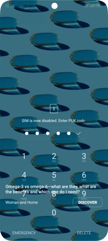 Key in the PUK and press the confirm icon.