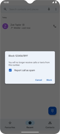 To report the number as spam, highlight the field next to 