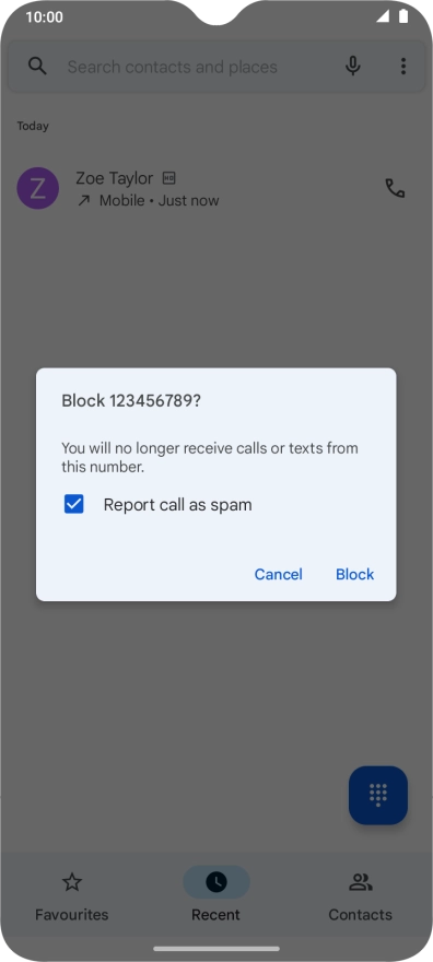 To report the number as spam, highlight the field next to 