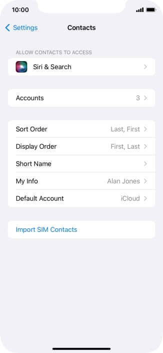 Press Import SIM Contacts.