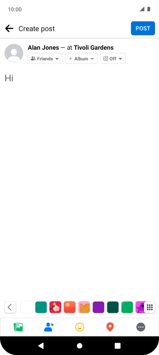 Write the required text and press POST.