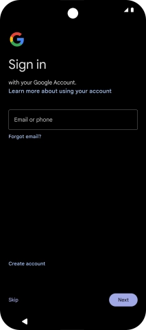 Press Email or phone and key in the username for your Google account.