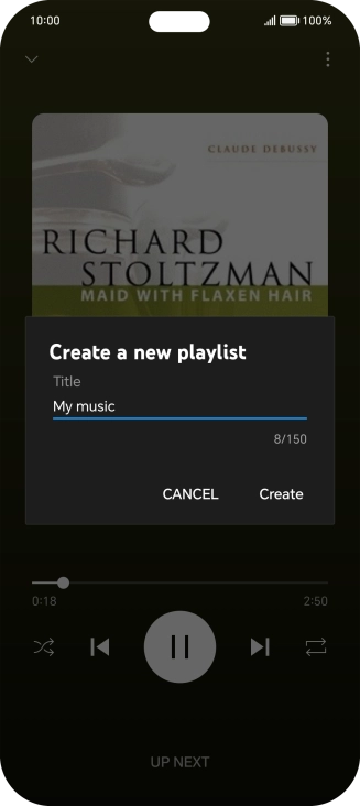 Key in a name for the playlist and press Create.