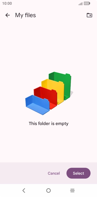 To create a new folder, press the new folder icon and follow the instructions on the screen to create a new folder.