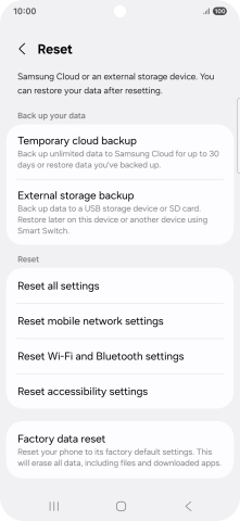 Press Factory data reset.