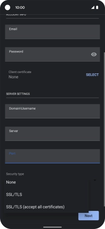 Press the required setting.