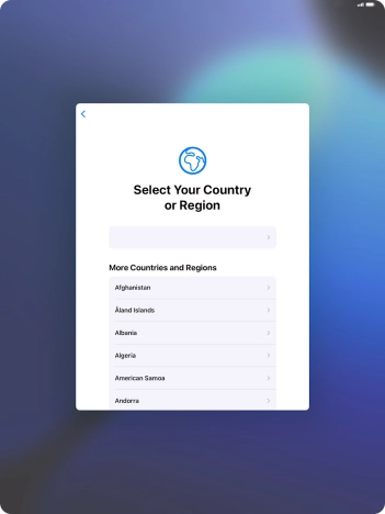 Press the required country or area. Press the required country or area.