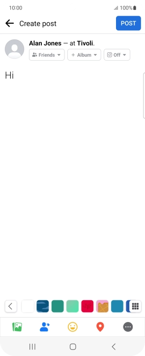 Write the required text and press POST. Write the required text and press POST.