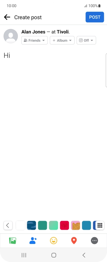 Write the required text and press POST. Write the required text and press POST.