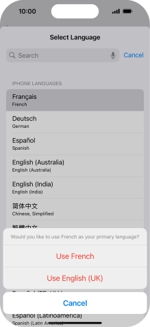 To select the new language as the default phone language, press Use ‹language› .