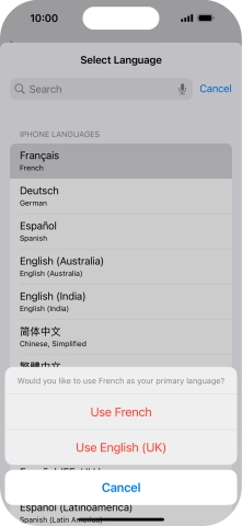 To select the new language as the default phone language, press Use ‹language› .