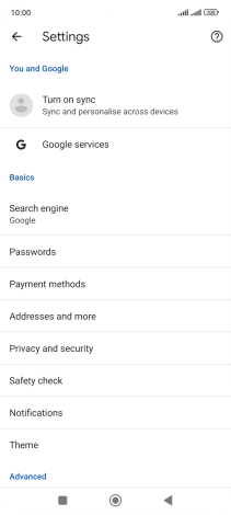 Press Privacy and security.